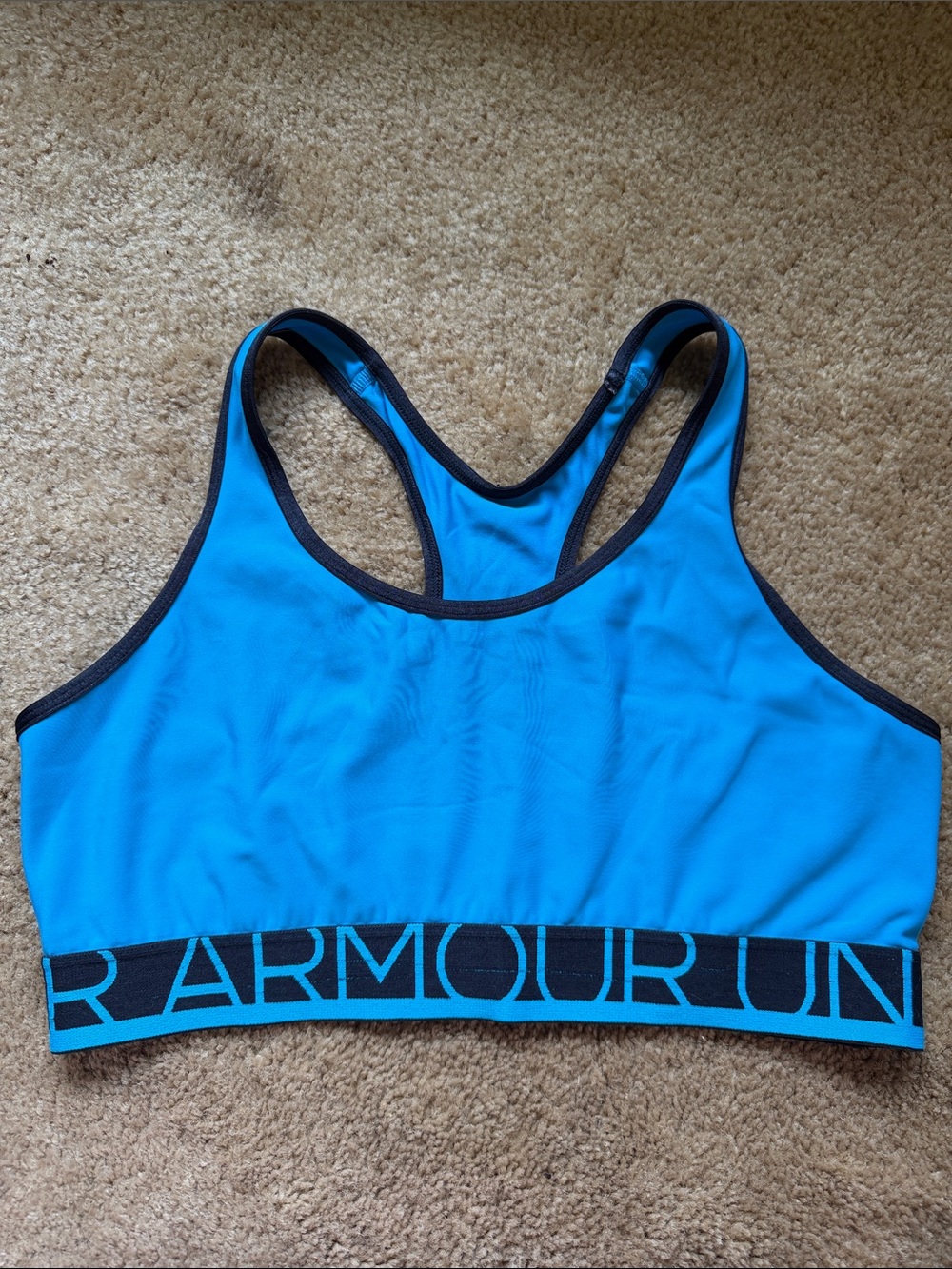 Under Armour Bright Blue Racerback Swim Sports Bra with Black Trim
